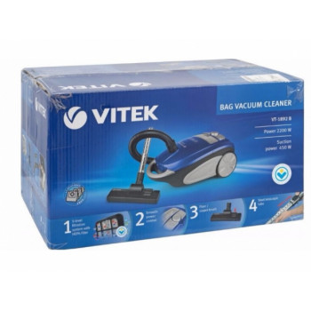 Пылесос с мешком Vitek VT-1892, 3.0 л  и более, 2200 Вт, синий/голубой