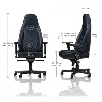 Scaun Gaming Noblechairs Icon, Piele naturală, Albastru închis cu livrare în Chișinău și Moldova. Accesorii pentru jocuri la cele mai mici prețuri