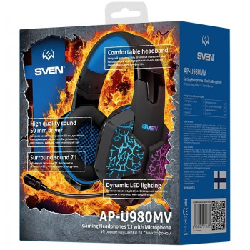 Игровая Гарнитура SVEN AP-U980MV, Проводной аналоговый, Чё/рный/Синий с доставкой по Кишиневу и всей Молдове. Игровые аксессуары по лучшим ценам в Молдове