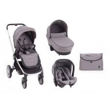 Stroller Kikka Boo 3 in 1 Vicenza Luxury, Grey silver frame